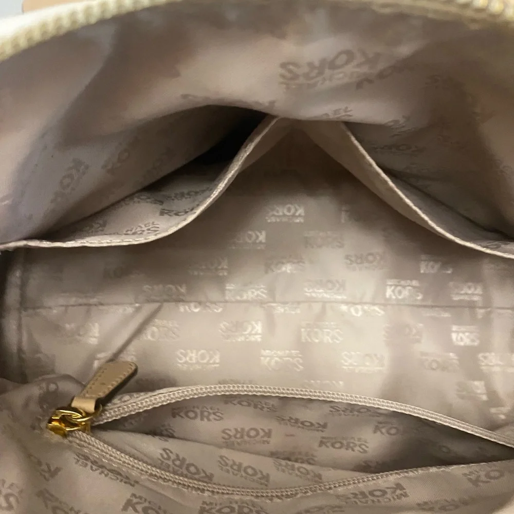 Michael Kors White and Tan Satchel